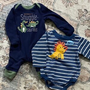 Carter's Navy and Blue Dinosaur Footies